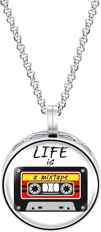 Wild Essentials Mixtape Enamel Finish Essential Oil Diffuser Necklace Gift Set - includes Aromatherapy Pendant, 24" Stainless Steel Chain, 8 Color Refill Pads