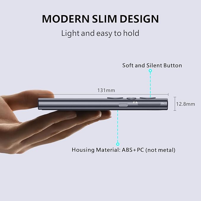 Norwii Presentation Clicker with Digital Pointer for TV LED LCD Screen, Presentation Remote, Slide Clicker, Wireless Presenter with Highlight, Magnify, Mouse Left Click - N95s Pro 32G(Red Light)