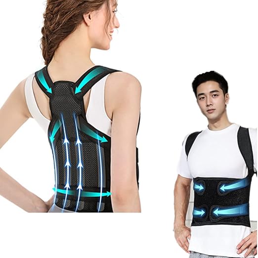 Back Brace for Women and Men,Shoulder Straightener,Back straightener,Adjustable Posture Corrector Suitable for Upper and Lower Back Pain Relief-Scoliosis,Hunchback,Spine Corrector（Black，L）