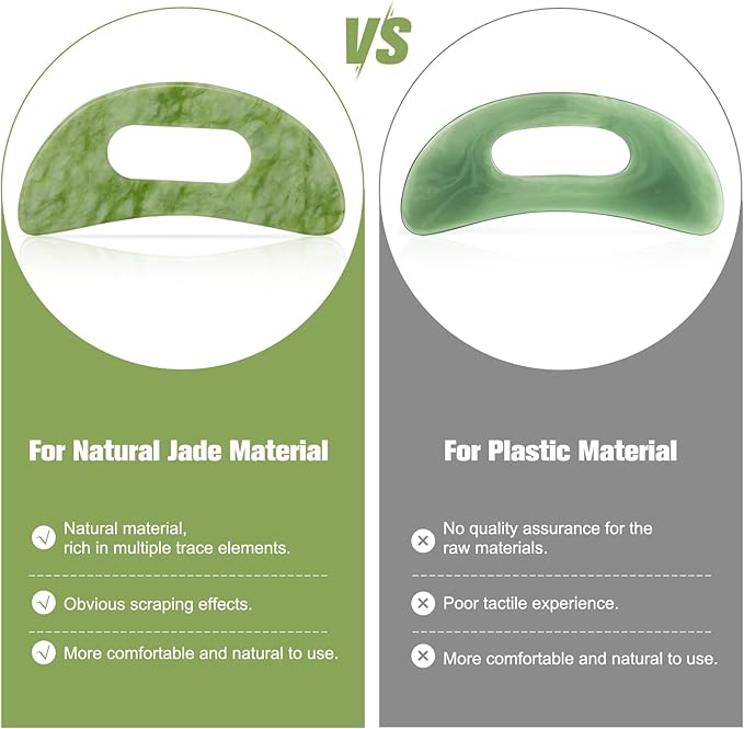 Jade Stone Gua Sha Massage Tool Set Larger Guasha Board with Handle, Muscle Scraping Massage Tools, Guasha Scraping Scalp Comb, Acupuncture Tools for Back Neck, Head, Relaxation Lymphatic Drainage