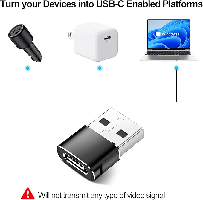 USB to USB C Adapter,Type C Female to A Male OTG Charger Converter for iPhone 16 15 14 13 Pro Max,Samsung S24 S23,PlayStation 4,Apple Watch Ultra 8 9,AirPods,iPad,Car Play-Black