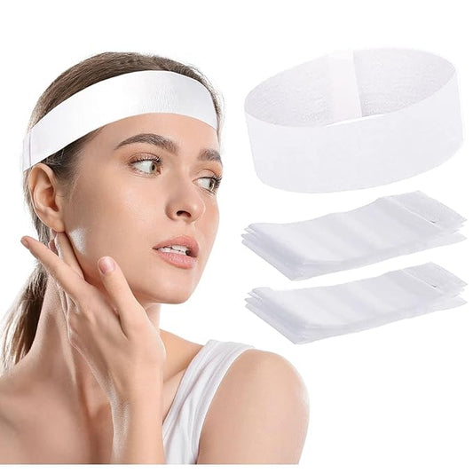 40 Pieces Disposable Facial Headbands for Women Individual Wrapped Elastic Makeup Head Band Headwraps for Facials Skincare Spa