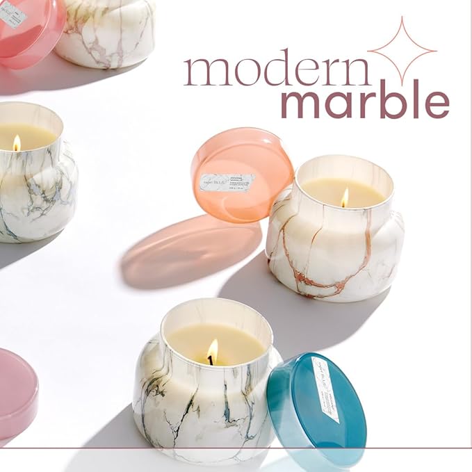 Capri Blue Candle - Modern Marble Jar Candles - Luxury Candles for Home Scented - Soy Candle Blend - Long Lasting - Honeydew Crush Scented (19 oz)