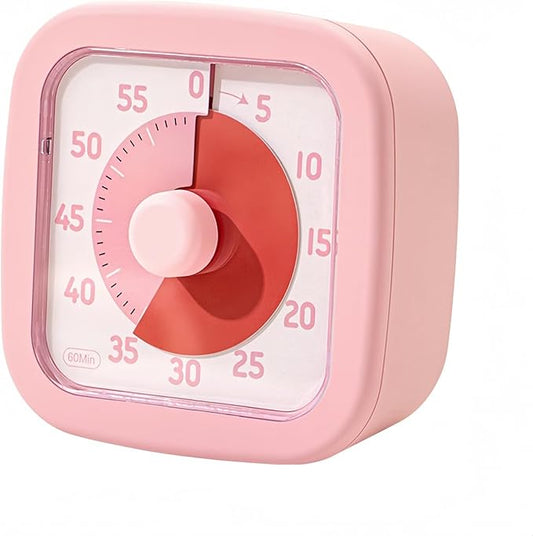 Visual Timer for Kids Timer Home - 60 Minute Kids Visual Timer for Classroom Home Office, Countdown Clock for Teaching Work Meeting, Pomodoro Timer for Time Management (Sakura Pink)