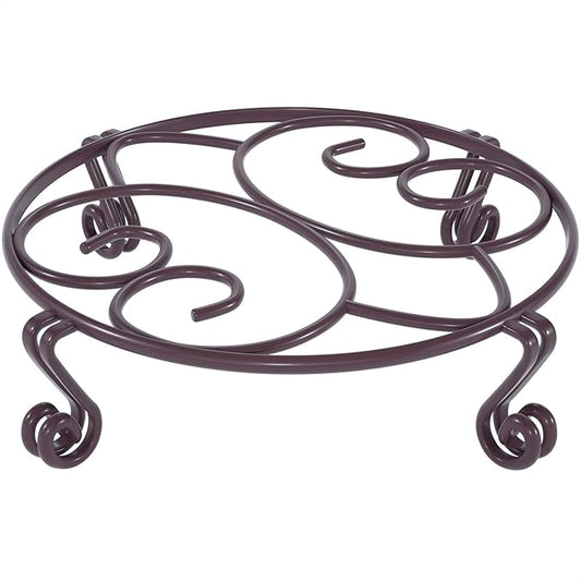 Yimobra Original Patented Plant Stand for Flower Pot Heavy Duty Potted Holder Indoor Outdoor, Metal Rustproof Iron Garden Container Round Supports Rack for Planter, Brown, 10.2 Inches