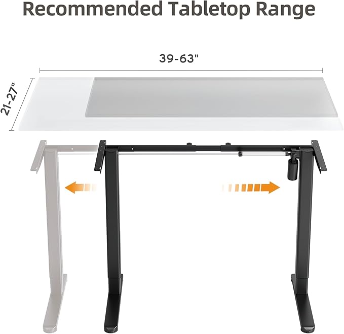 Claiks Standing Desk Frame, Electric Stand Up Desk Legs Frame Workstation Up to 63",C-Shaped Adjustable Standing Computer Desk for Home and Office, (Black Frame only)