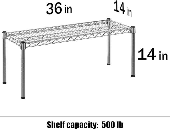 14" Deep x 36" Wide x 14" Height Wire Shelving Kit | 1-Tier | NSF Commercial Storage Rack Unit