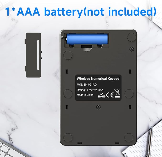 MOFII Wireless Number Pad - 2.4G Numeric Keypad Silent 19 Keys USB Keypads, Portable Financial Accounting Numpad 10 Key for Laptop/Notebook/Surface Pro/PC - Black