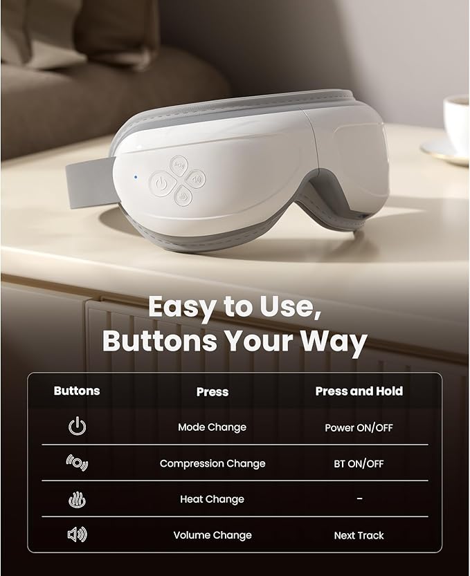 BOB AND BRAD Eye Massager FSA Eligible/HSA Eligible, EyeOasis 2 Heated Eye Mask for Migraines with Music, Smart Migraine Massager Reduce Dry Eyes Improve Sleep, Birthday Gifts for Women Men Mom Dad