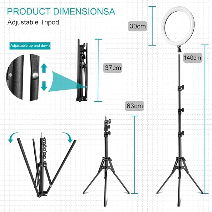 12" RGB Ring Light Bundle with 55-inch Adjustable Reflector Stand- Suitable for Phones and Cameras, Adjustable Ring Light for Tiktok/YouTube/Photography/Makeup