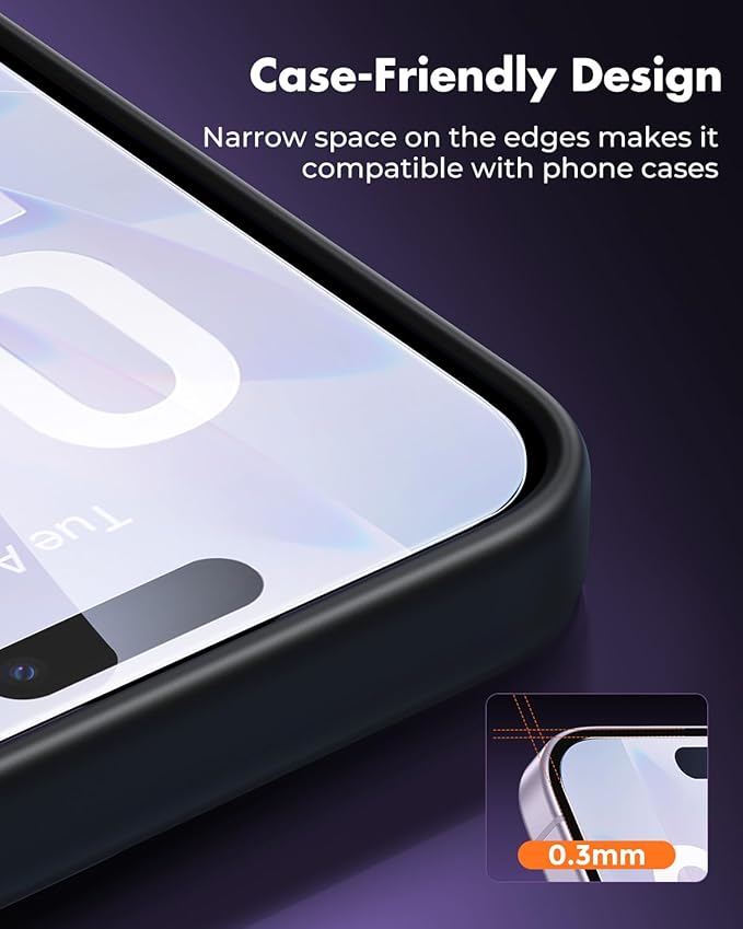 UNBREAKcable 3-Pack Screen Protector for iPhone 17, Double Shatterproof Tempered Glass [Easy Installation Frame] [9H Hardness] [99.99% HD Clear] [Case Friendly] for iPhone 6.3 inch