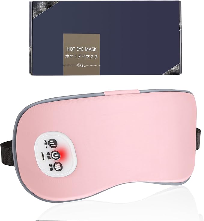 Cordless Heated Eye Massager with Cooling Eye Pad, Vibrating Heating Sleeping Mask for Men Women Kids -USB Charing Heated Eye Mask Electric for Dry Eyes, Relax,Travel (Pink)