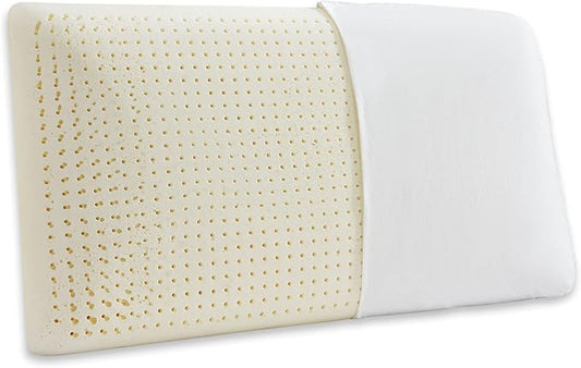 100% Natural Talalay Latex Sleeping Bed Pillow - Luxury Soft Queen Size Pillow for Side, Back, and Stomach Sleepers - Removable Breathable Cotton Cover (Standard Size)