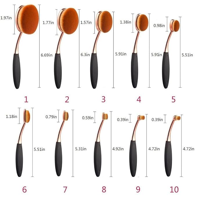 Yoseng Makeup Brushes Set 10Pcs Professional Oval Toothbrush Foundation Cream Contour Powder Blush Conceler Eyeliner Blending Brush New Fashionable Super Soft Cosmetic Brushes Tool with Box(Rose Gold)