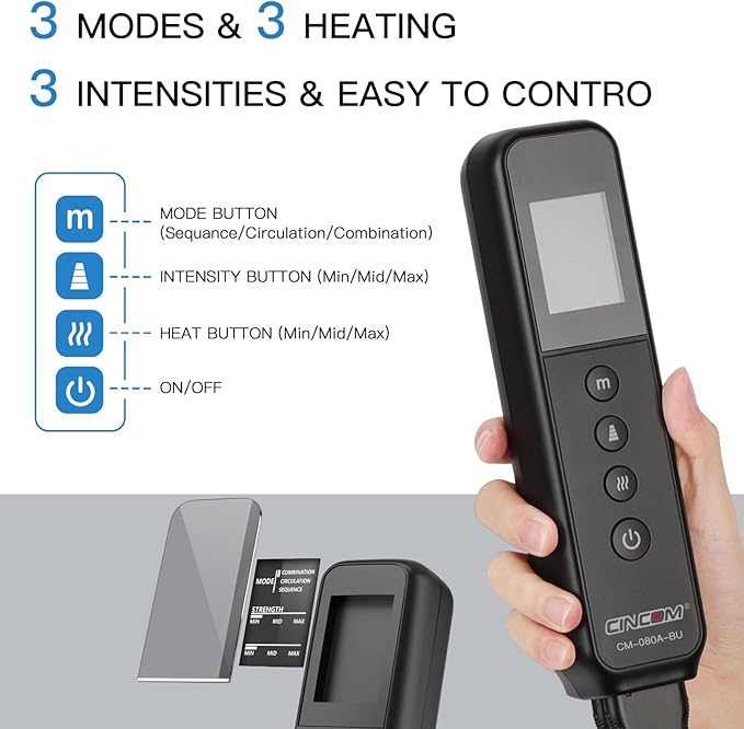 CINCOM Leg Massager with Heat and Compression, Air Compression Leg Massager for Circulation and Pain Relief Muscles Relaxation Gifts FSA - HSA