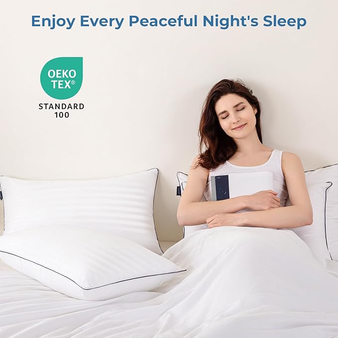 GOHOME Pillows Standard Size Set of 4 - Bed Pillows for Sleeping 4 Pack, Cooling Supportive Hotel Pillows with Premium Soft Down Alternative Fill for Side Stomach and Back Sleepers