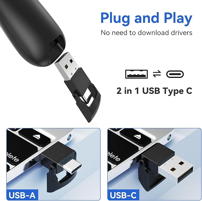 (2 Units) Presentation Clicker PowerPoint Presenter Remote: Laser Pointer Project Power Point PPT Clicker for Mac Laptop Office, Wireless Computer Clickers Slideshow Google Slide Advancer