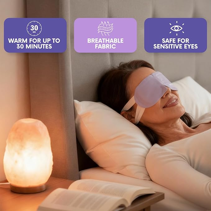 Steam Eye Mask, Self Heating Heated Eye Mask for Sleep, Warm Compress for Eyes, Moist Heat for Dry Eye Relief, Stye Eye Treatment, Spa, Travel Essentials & Relaxation Gifts, Unscented 16 Pack