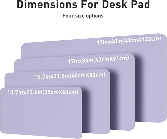 Leather Desk Pad Protector, Mouse Pad, Office Desk Mat, Non-Slip PU Leather Desk Blotter, Laptop Desk Pad, Waterproof Desk Writing Pad for Office and Home (48"x17", Lavender)