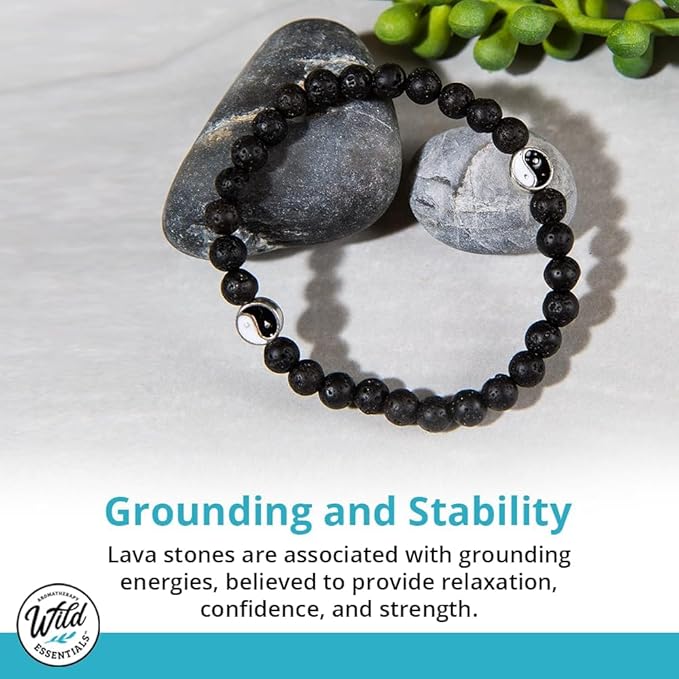 Wild Essentials Turquoise and Hematite Lava Stone Essential Oil Diffuser Bracelet, Expandable up to 8 inches, Aromatherapy Jewelery for Women and Men