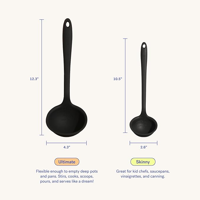 GIR: Get It Right Silicone Ladle Spoon –High Heat Resistant Kitchen Tool, Durable Cooking Utensil for Serving Soups, Stews, Sauces, and Dressings, Ultimate - 13IN - Slate