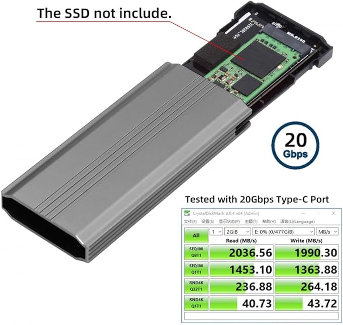 CY Type-C USB3.2 USB4 20Gbps to M-Key M.2 NGFF NVME SATA SSD PCBA Enclosure 2280/2242/2260mm RTL9220