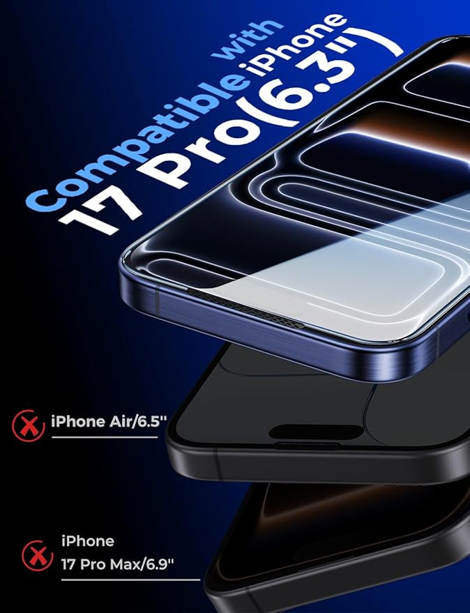 MAGIC JOHN 2 Pack for iPhone 17 Pro [6.3 inch] Tempered Glass Screen Protector, Auto Dust-Elimination, Bubble Free, HD Clear, Easy Installation, 17Pro 6.3''