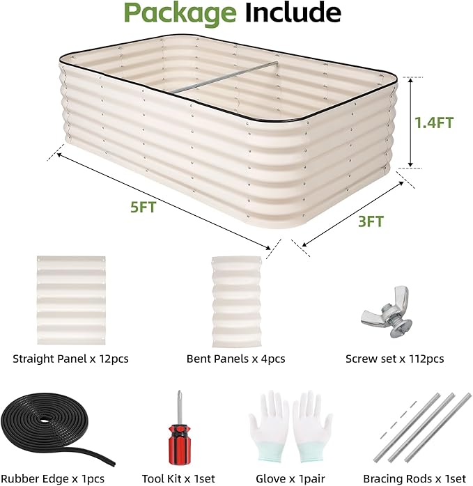 GoCampDriect 4 in 1 Raised Garden Bed - 5x3x1.4ft Galvanized Raised Garden Boxes Outdoor Corrosion Resistant | Variable Shape 6x2x1.4ft Metal Raised Garden Beds for Planting Vegetable, Fruits,Flower