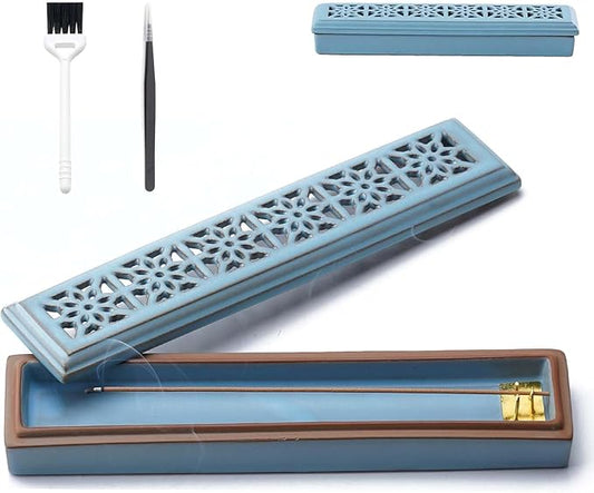 Incense Holder for Sticks，Ceramic Insence-Stick Holder Ash Catcher，Incense Holder Timkburner for Meditation Yoga Spa Room Decor