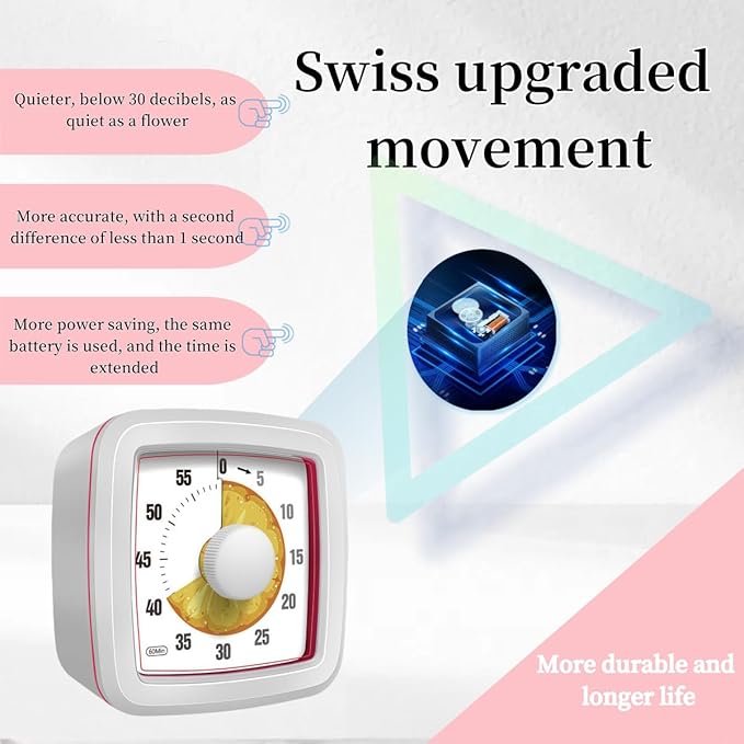 Kids Visual Timer for Kitchen,Classroom,Cooking,Learning,Bedroom,Office, 60-Minute Countdown Pomodoro Timer for Kids with Autism ADHD (Orange Style)