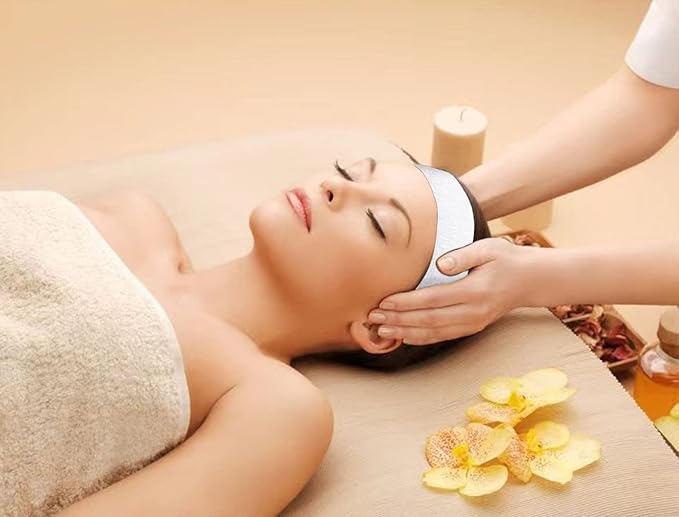 40 Pieces Disposable Facial Headbands for Women Individual Wrapped Elastic Makeup Head Band Headwraps for Facials Skincare Spa