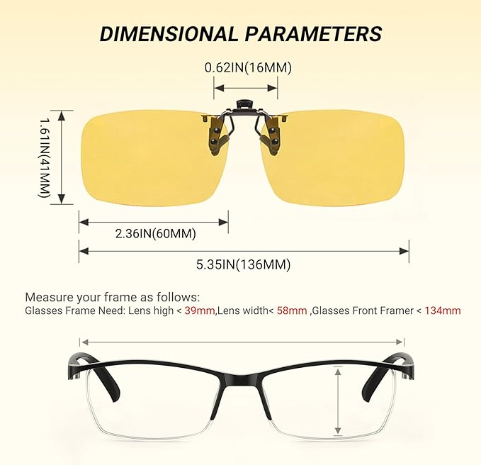 TERAISE Clip-on Night Vision Glasses Flip up Driving Glasses Men Women HD Polarized Anti Glare UV400 for Outdoor