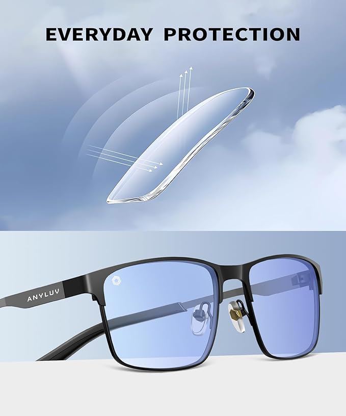 ANYLUV Blue Light Glasses for Men/Women, Lightweight Blue Light Blocking Glasses, Anti-Eye Strain Computer Glasses for Gaming