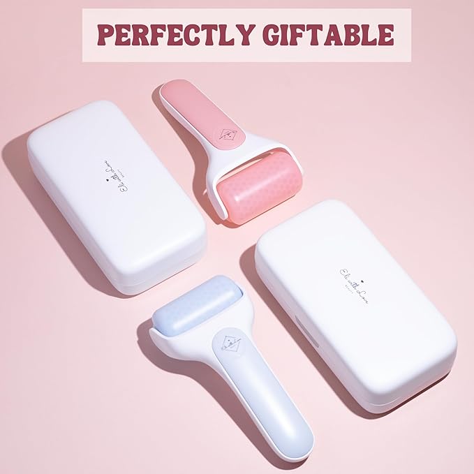Eli with Love Ice Roller for Face Premium Facial Ice Roller with Carry Case and 2X Rollers for Long Lasting Cold - Eye Roller for Puffy Eyes & Cold Massage for Migraines