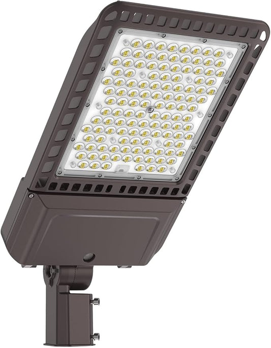 Parking Lot Light 300W 45,000LM Slip Fitter Led Street Pole Light with Dusk-to-Dawn Photocell 5000K 100-277V IP65 Waterproof Commercial Area Lighting for Parking Lot, Roadways