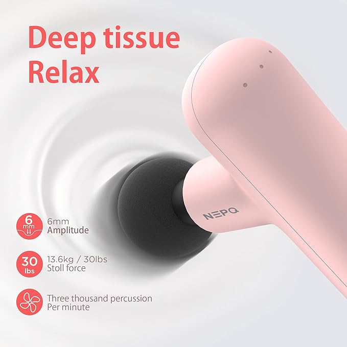 Mini Massage Gun, SK6 Fascial Gun Portable Deep Tissue Percussion Muscle Back Head Massager for Pain Relief with 4 Massage Heads 4 Speed High-Intensity Vibration Rechargeable (Pink)
