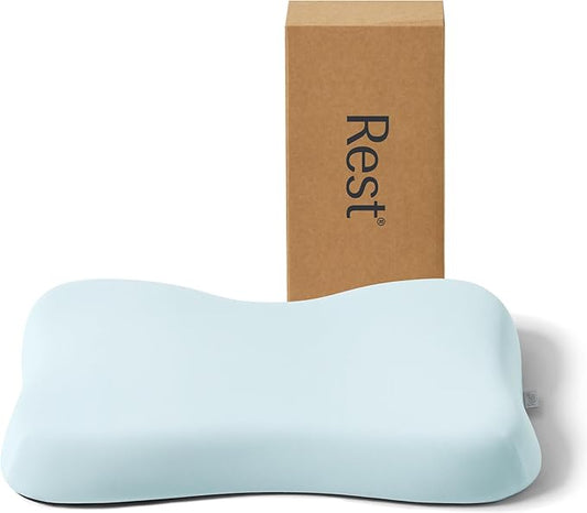 REST® Evercool® Cooling Pillow, Instant Cool-to-Touch Shell Fabric & Breathable Silicone Sponge Core for All-Night Temperature Regulation & Ergonomic Support, Low Height, Light Blue