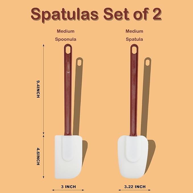 14 INCH Silicone Spatulas Heat Resistant Heavy Duty Rubber Spatulas Commercial Spatulas Set for Kitchen Use Silicone Cooking Utensils Sets of 2