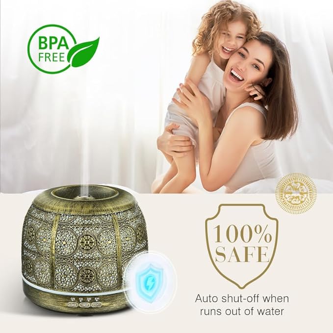 ARVIDSSON 500ml Essential Oil Diffusers for Large Room, Metal Diffusers for Essential Oils, Ultrasonic Aromatherapy Diffuser for Home Office, Gift for Women and Men