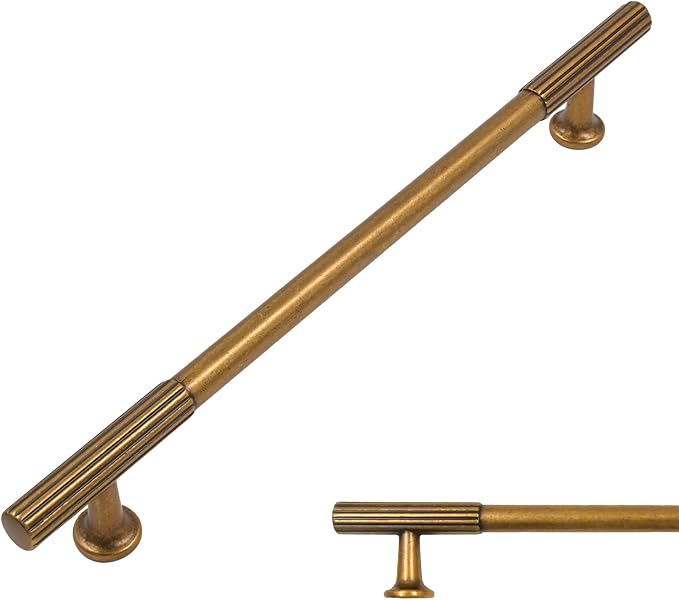 Amerdeco 10 Pack Antique Brass Cabinet Pulls 10 Inch(254MM) Hole Centers Kitchen Cabinet Handles Hardware for Cabinets Cupboard Handles Drawer Pulls ZH0071