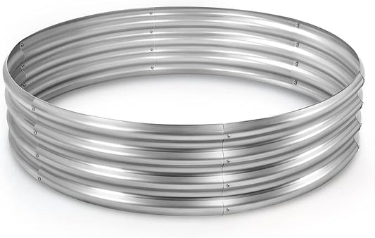 Land Guard Galvanized Raised Garden Bed Kit, Round Large Metal Galvanized Planter Raised Garden Boxes Outdoor…