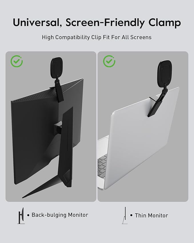 Ring Light for Desk, Laptop, Monitor & Phone – Soft Eye-Caring Webcam Light with 84 LEDs, 50 Modes, CRI 97.8+ for Zoom, Streaming, Video Calls, Remote Work – USB-Powered Selfie Light