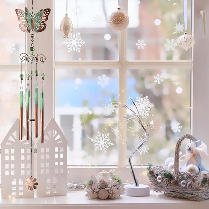 31in Retro Butterfly Wind Chimes for Outside,Butterfly Gifts for Women Mom Grandma Women Birthday Thanksgiving Christmas Mothers Day，Housewarming Gifts for Garden Porch Patio Home Decor