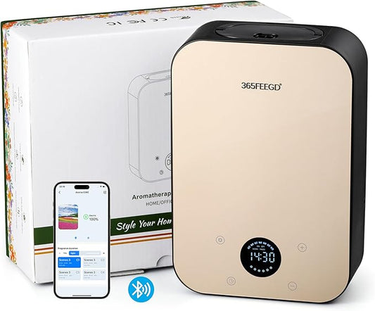 Waterless Oil Diffuser - Pure Essential Oil Diffuser with App Control - 150ml/1700 Sq.Ft. Coverage for Effective Aromatherapy in Home/Office/Hotel (Black Gold)