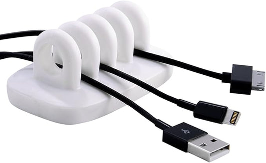 Cable Clip Holder Weighted Desktop Cord Management Fixture (White)