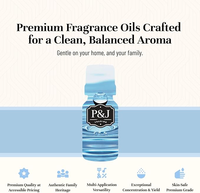 P&J Fragrance Oil Clean Home Set | Lemongrass, Fresh Cotton, Clean & Fresh, Aloe, Bamboo, Orange Candle Scents for Candle Making, Freshie Scent, Soap Making Supplies, Diffuser Oil Scents