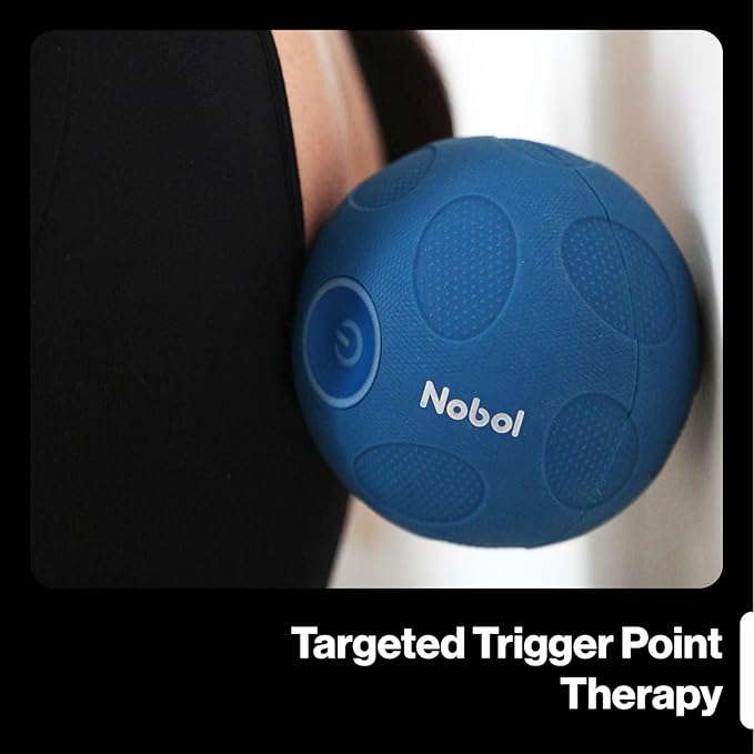 Muscle Recovery Kit | MyoSphere Vibration Massage Ball & MyoBelt Accessory | Target deep Muscle Layers, Easing Tension in The Back, Neck, Shoulders, arms, HIPS, Glutes, and Legs. (Nobol Blue)