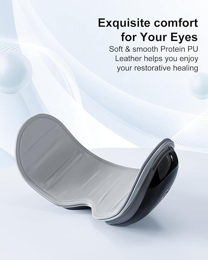 Morelax Eye Massager with Heat & Bluetooth Music, Birthday Gifts for Women, Reduce Eye Strain, Headache Relief and Improve Sleep, Eye Care Gift（Black）