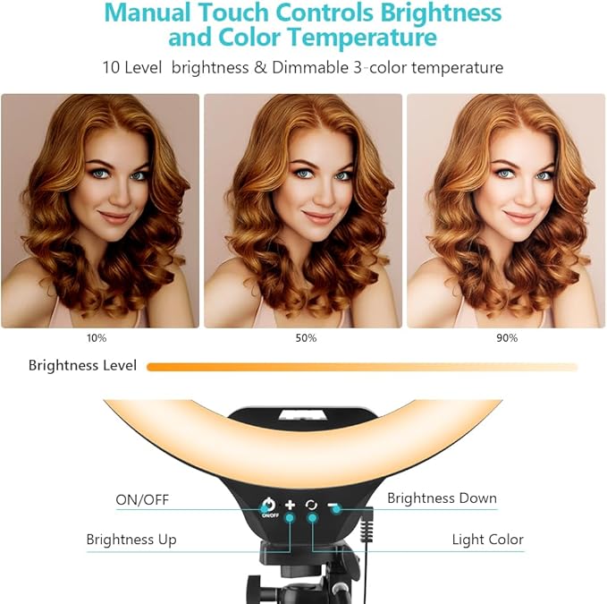 Sensyne 14" Ring Light with Tripod Stand, LED Circle Light with Phone Holder, for Photo Selfie, Video Recording, Zoom Meeting