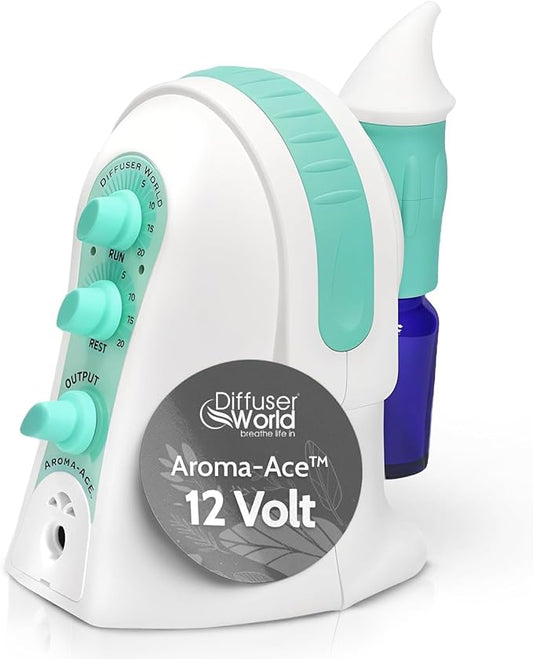 Waterless Diffuser for Essential Oils 12V Aroma-Ace™, Made in USA Green Aroma Atomizer Waterless Essential Oil Diffusers for Home Large Room, Air Aromatherapy Home Scent Diffusers